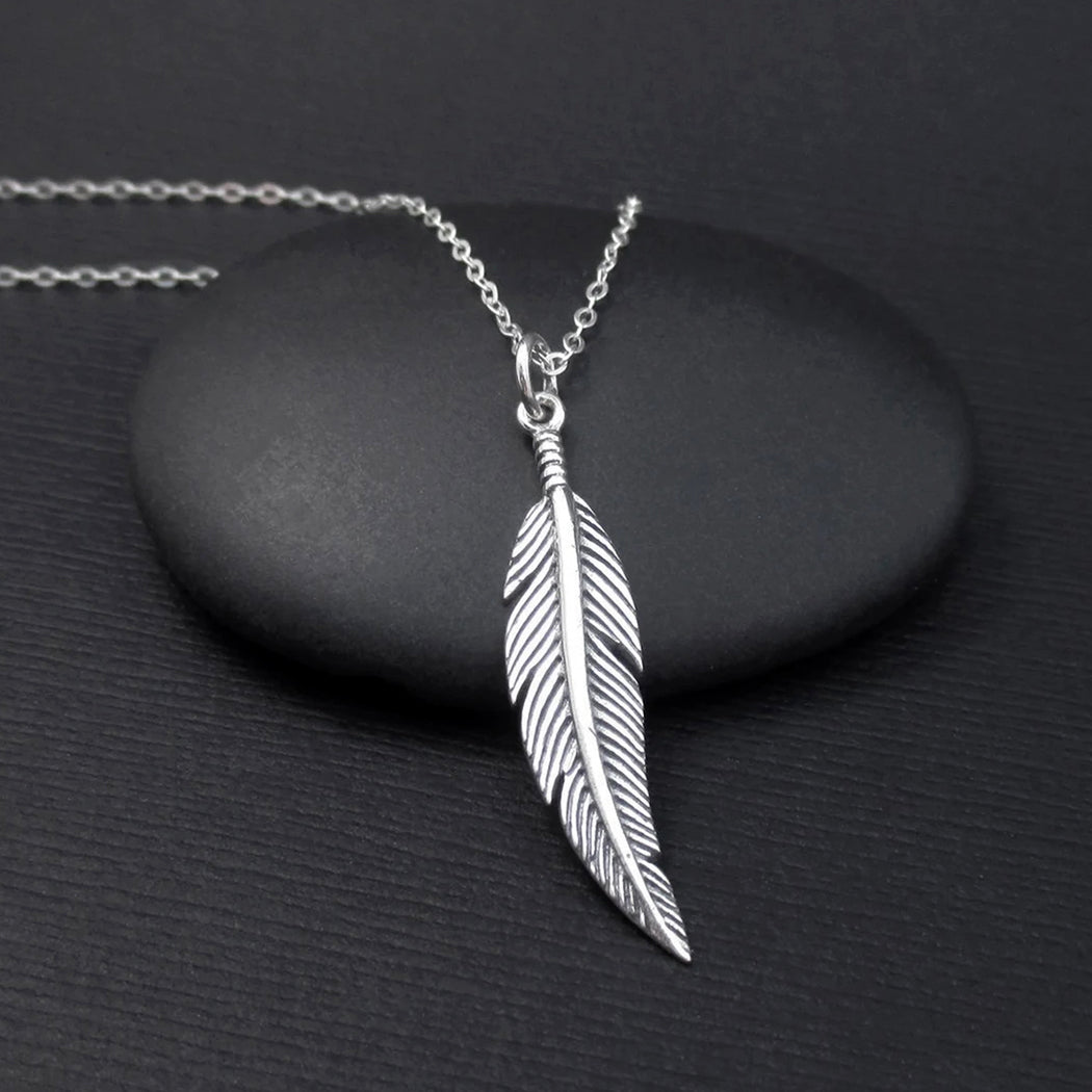 Silver Feather Necklace, Jewellery