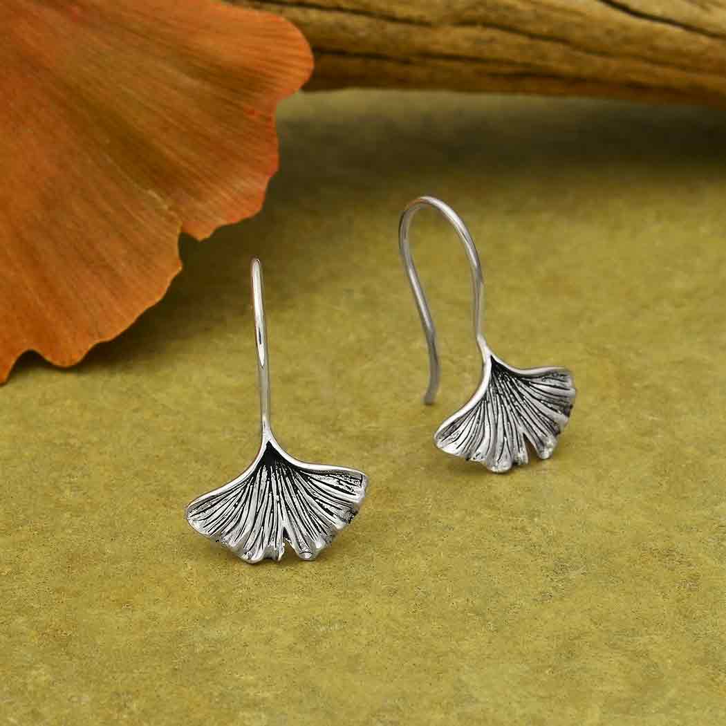 Christmas Gifts925 Sterling Silver Drop Earrings Vintage Ginkgo Leaf Dangle Earrings Handmade Unique Jewelry Gift for Women and Girls
