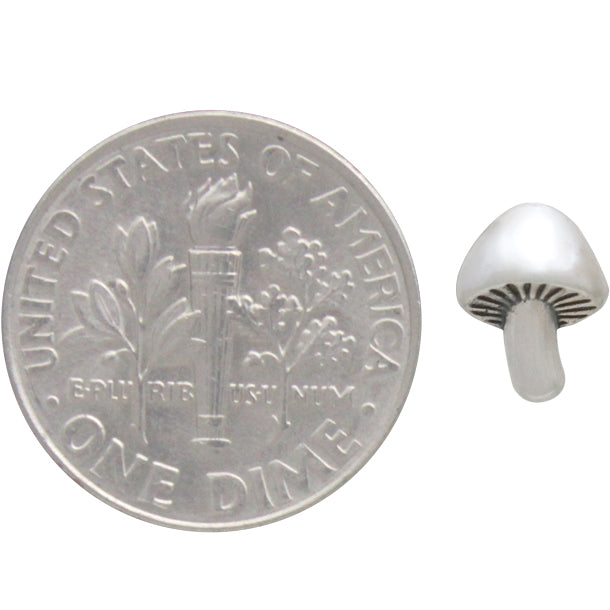 Silicone Slider Earring Backs (Mushroom) Sterling Silver (Pair)