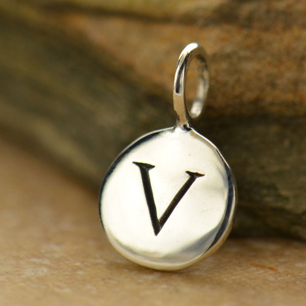 Sterling Silver Letter V Initial Pendant Necklace, Letter V Necklace, Initial V Necklace